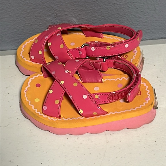 Gymboree Orange/Pink Polka Dot Sandals Sz 4 - Picture 2 of 5